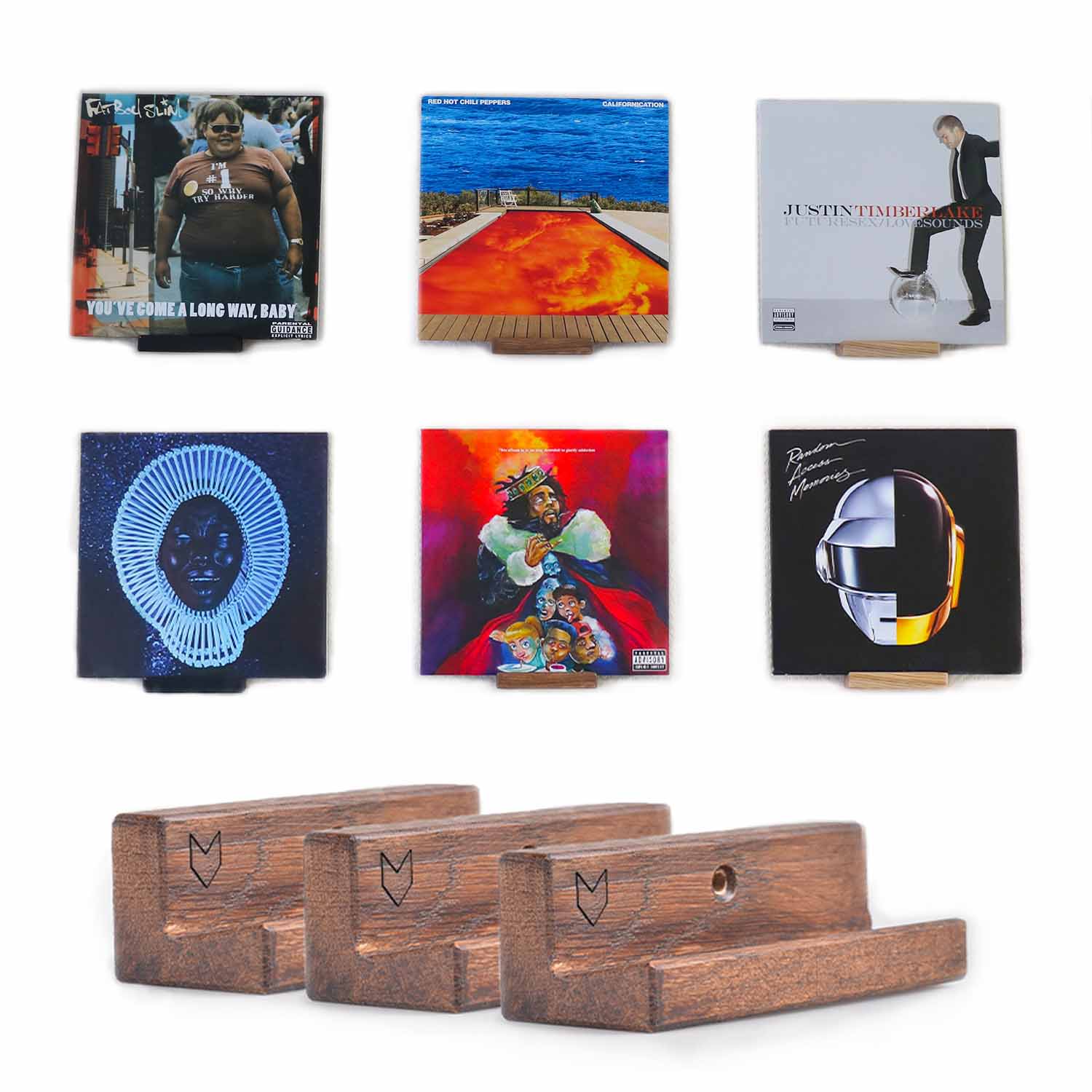 Vinyl record holders - walnut (3x): Go for flexibility